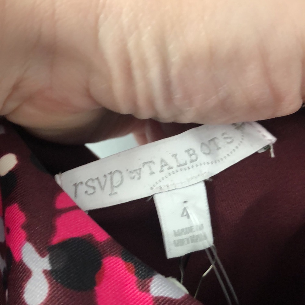 NEW $199 RSVP by Talbots Burgundy Confetti Print Dress Size 4 - Picture 6 of 6